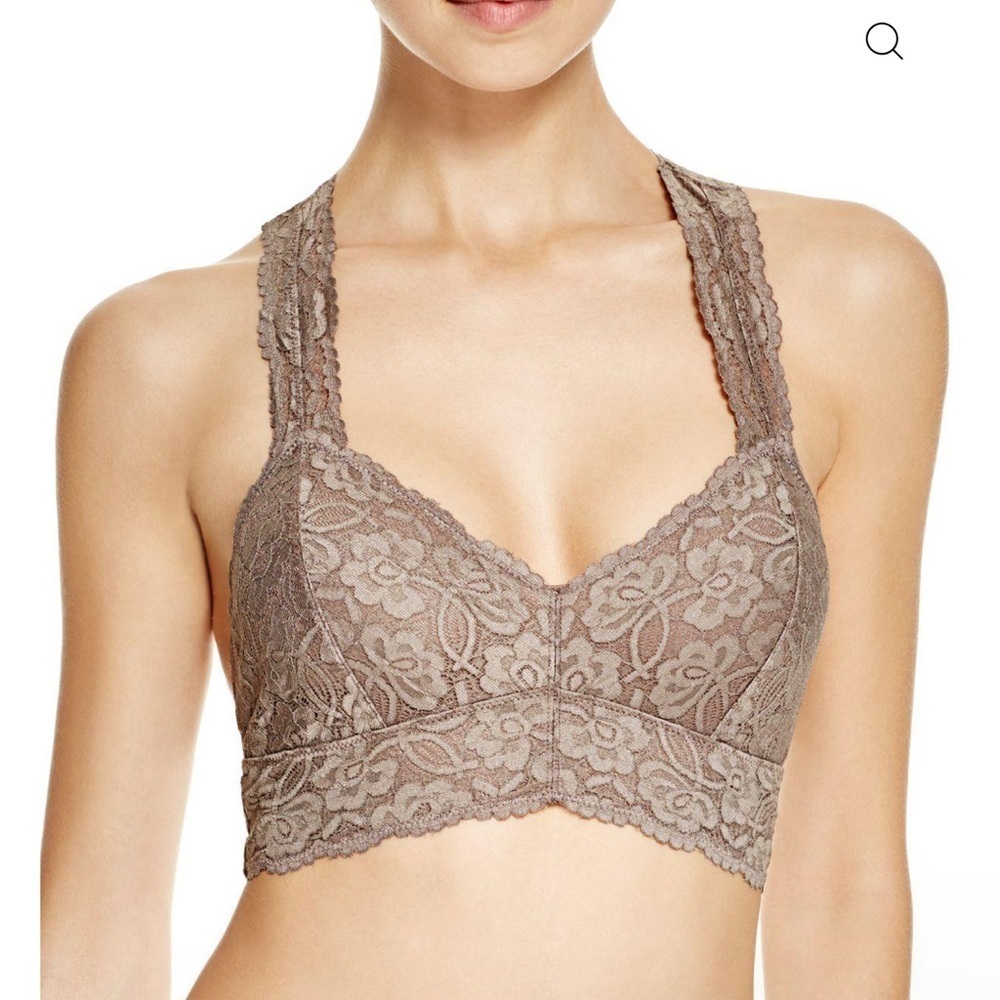 Free People Floral Lace Bralette in Taupe